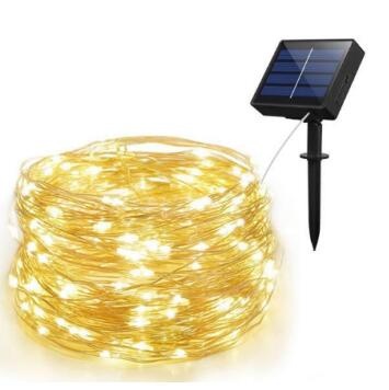 LED solar panel copper wire string light