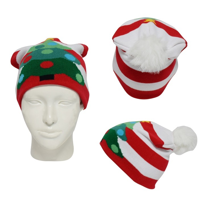 Christmas Hat Santa Claus Children Pompom Beanies Ear Warmer Cap Santa Hat Christmas Thick Kids Woolen Hat Xmas
