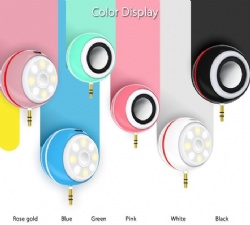 Gift for Android mobile phone plug type mini speaker with beauty selfie spotlight lamp