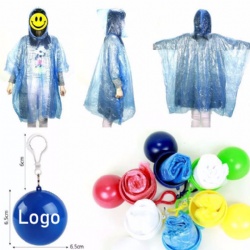 Disposable Rainwear In Ball With Keychain