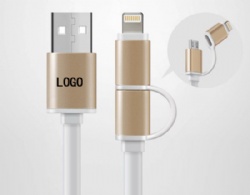 High quality metal USB Flat Data Cable 2 In 1 USB Data