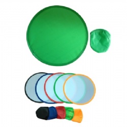 Polyester Folding Fan/Disc With Pouch