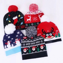 Christmas Hat Santa Claus Children Pompom Beanies Ear Warmer Cap Santa Hat Christmas Thick Kids Woolen Hat Xmas